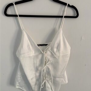 Zara Ivory Lace-Up Camisole